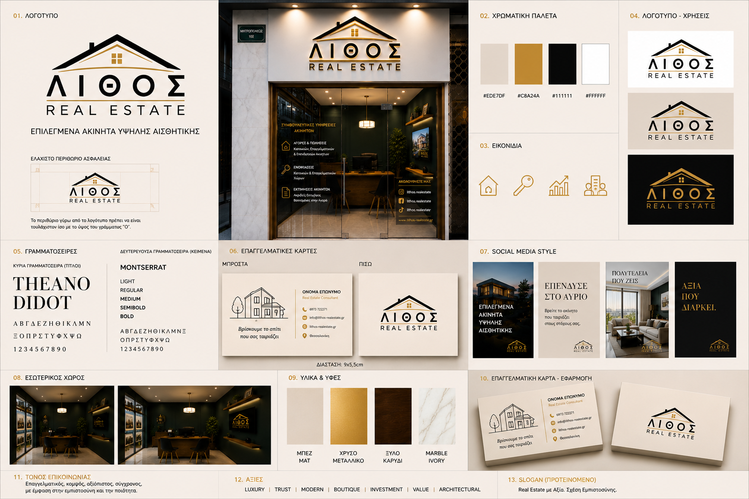 Luxury real estate branding και premium visual identity για τη ΛΙΘΟΣ Real Estate