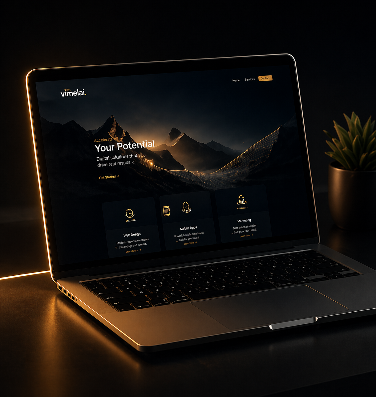 Premium website design της Vimelai σε dark luxury αισθητική